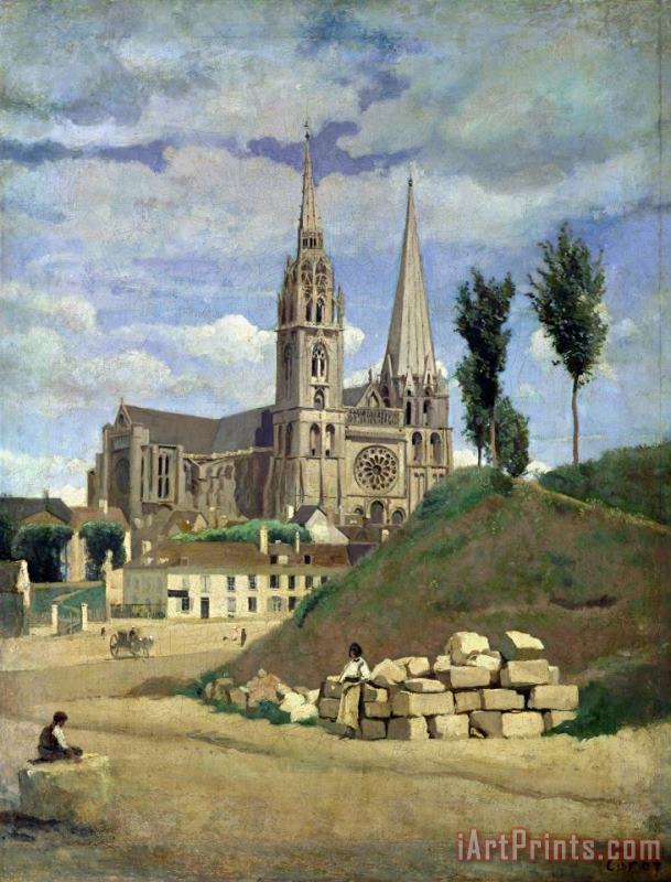 Jean Baptiste Camille Corot Chartres Cathedral Art Painting
