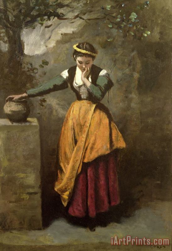 Dreamer at the Fountain painting - Jean Baptiste Camille Corot Dreamer at the Fountain Art Print