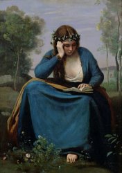 Jean Baptiste Camille Corot The Reader Crowned with Flowers