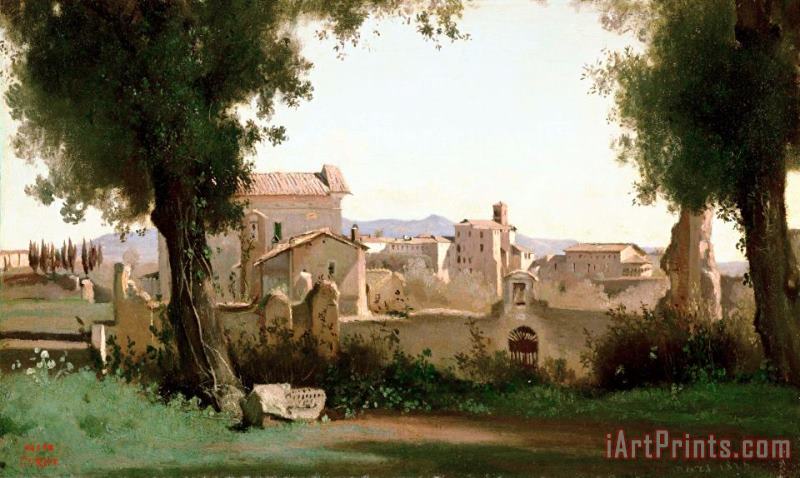 View From The Farnese Gardens, Rome painting - Jean Baptiste Camille Corot View From The Farnese Gardens, Rome Art Print
