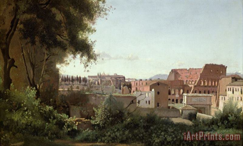 View of the Colosseum from the Farnese Gardens painting - Jean Baptiste Camille Corot View of the Colosseum from the Farnese Gardens Art Print