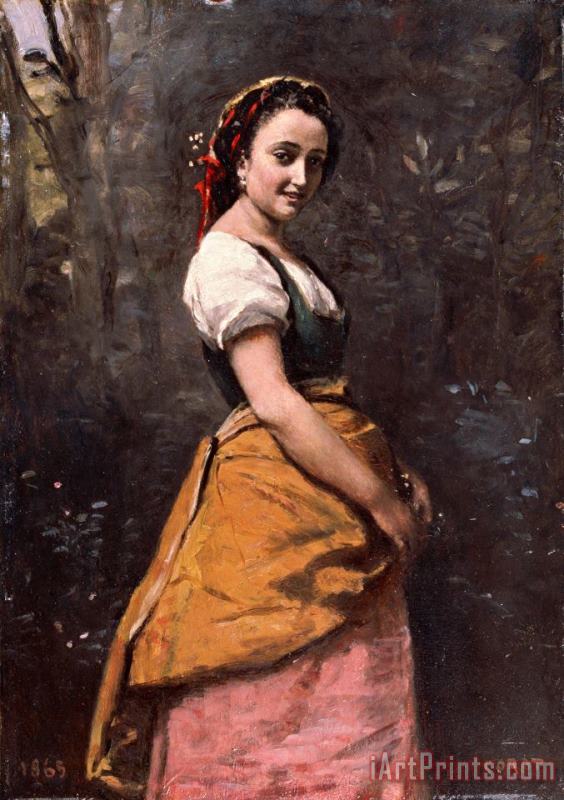Young Woman in The Woods painting - Jean Baptiste Camille Corot Young Woman in The Woods Art Print
