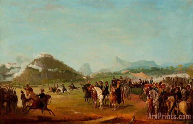 Review of The Troops Headed for Montevideo, at Praia Grande painting - Jean Baptiste Debret Review of The Troops Headed for Montevideo, at Praia Grande Art Print