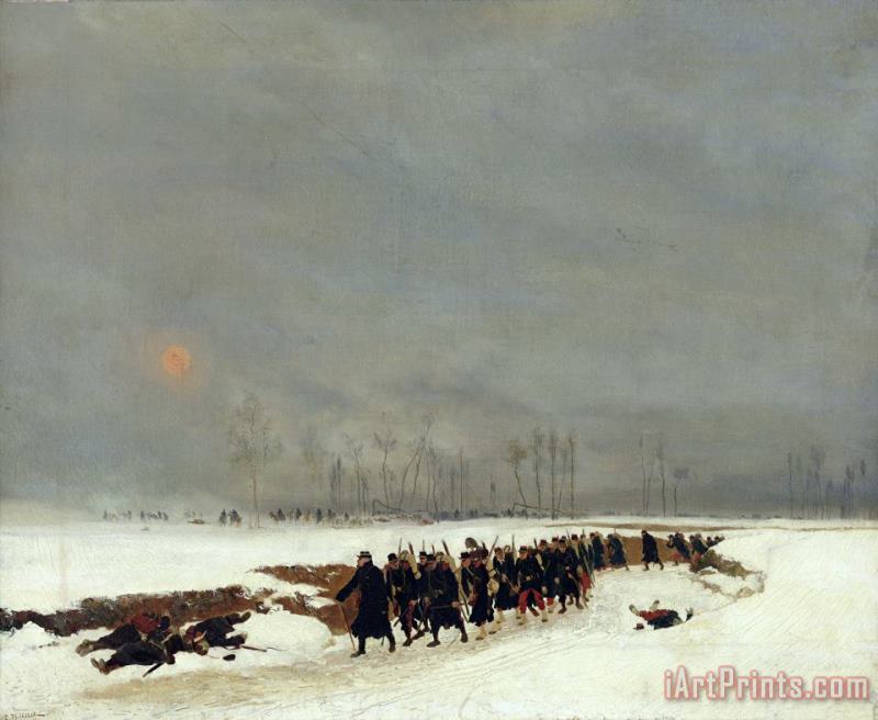 Jean Baptiste Edouard Detaille The War of 1870 An Infantry Column on their Way to a Raid Art Painting
