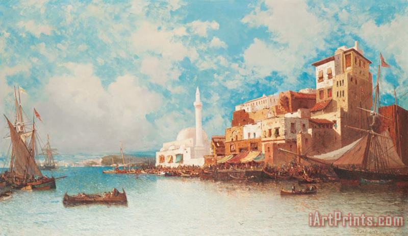 Jean Baptiste Henri Durand Brager Eastern Harbor Art Painting
