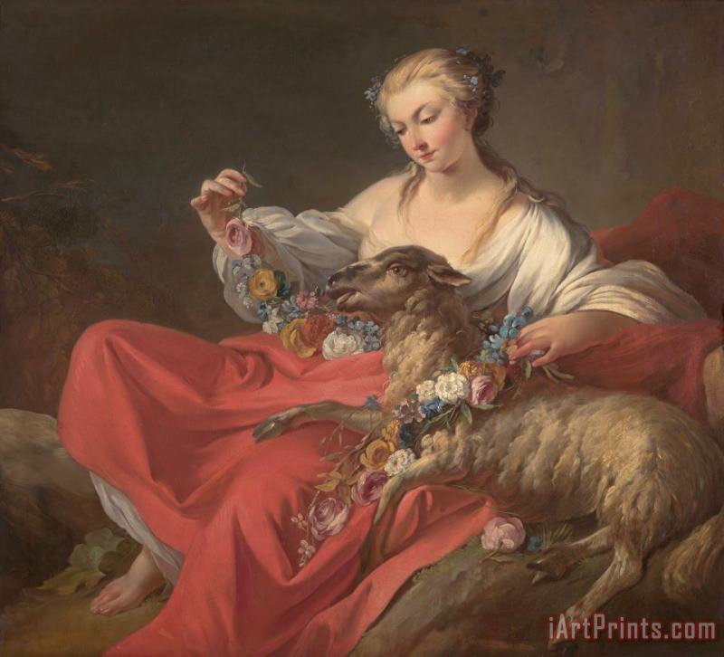 The Favorite Lamb (le Mouton Favori) painting - Jean Baptiste Marie Pierre The Favorite Lamb (le Mouton Favori) Art Print