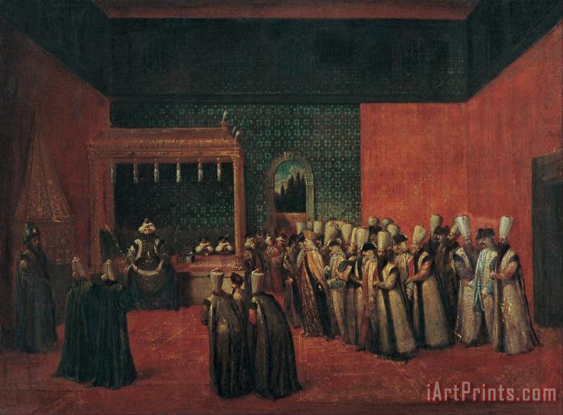 Sultan Ahmet III Receiving a European Ambassador painting - Jean Baptiste Vanmour Sultan Ahmet III Receiving a European Ambassador Art Print