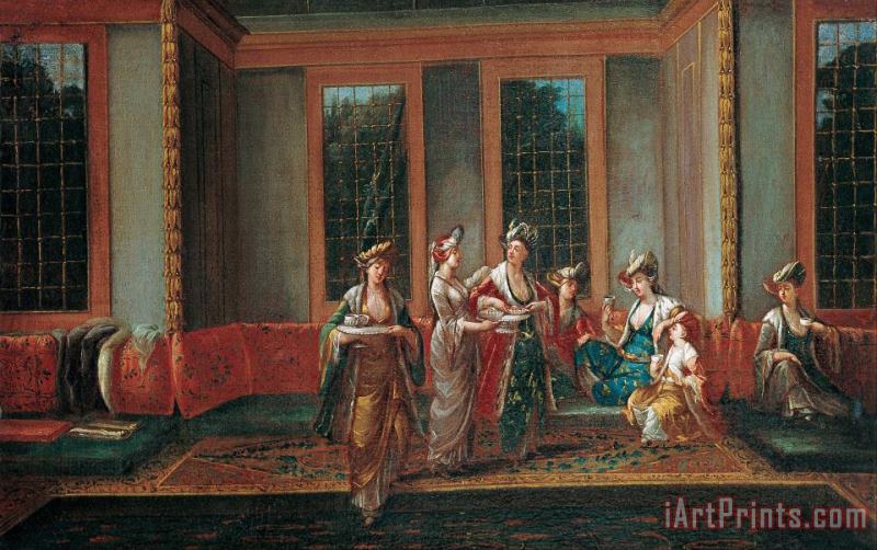 Jean Baptiste Vanmour Women Drinking Coffee Art Painting
