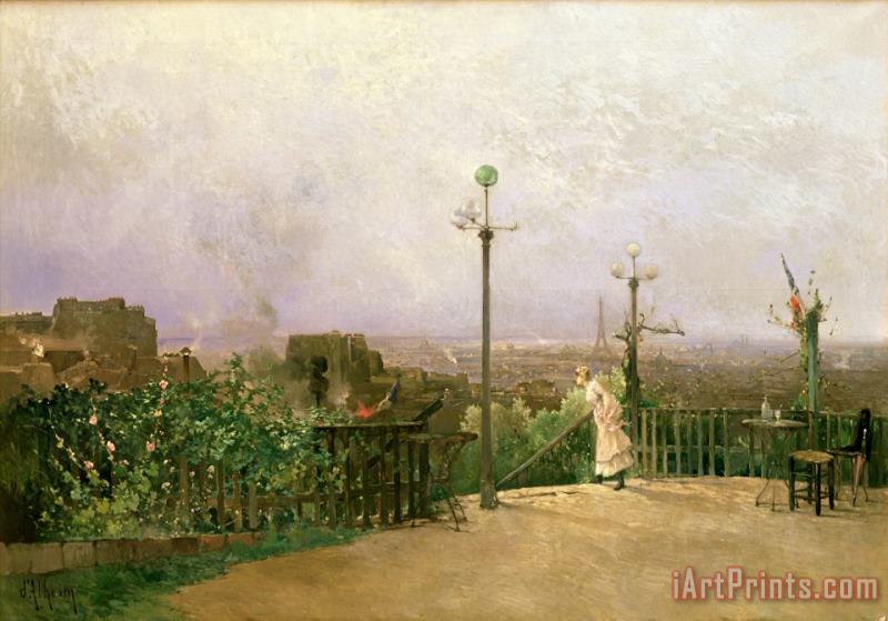Paris seen from the heights of Montmartre painting - Jean dAlheim Paris seen from the heights of Montmartre Art Print