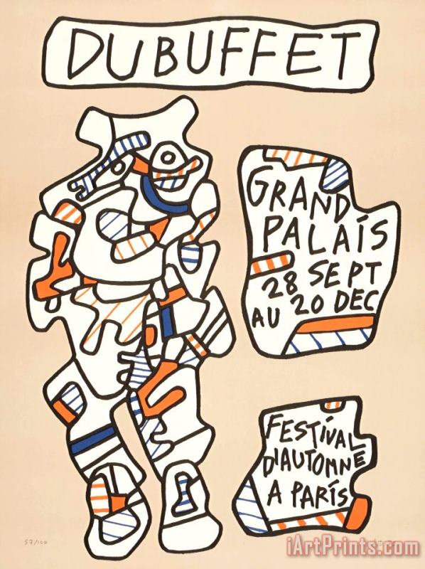 Affiche (grand Palais, Festival D'automne a Paris), 1973 painting - Jean Dubuffet Affiche (grand Palais, Festival D'automne a Paris), 1973 Art Print
