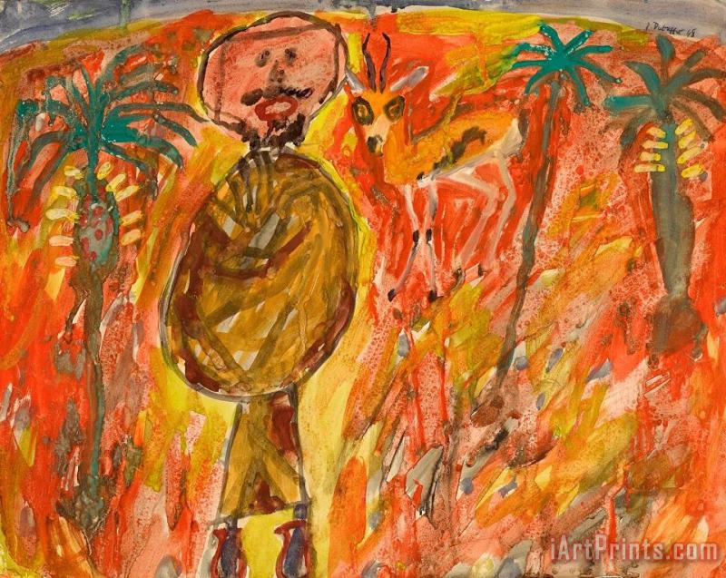 Jean Dubuffet Arabe, Gazelle Et Trois Palmier, 1948 Art Painting