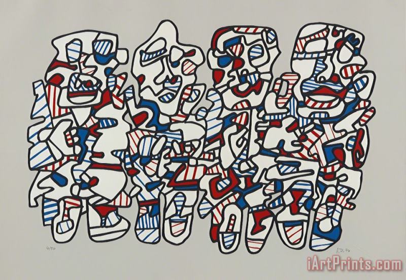 Jean Dubuffet Quatre Personnages (four Characters), 1974 Art Painting