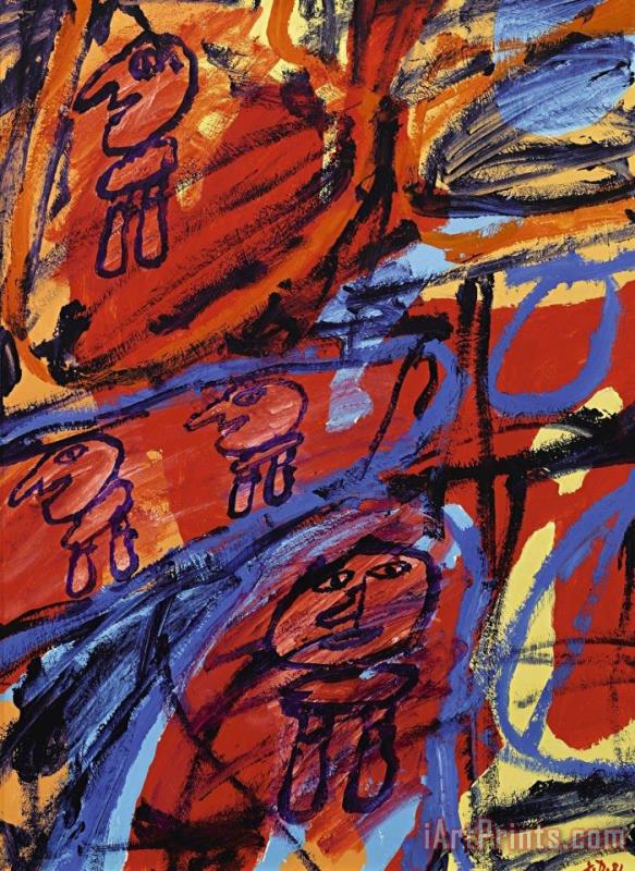 Jean Dubuffet Site Avec 4 Personnages, 1981 Art Painting