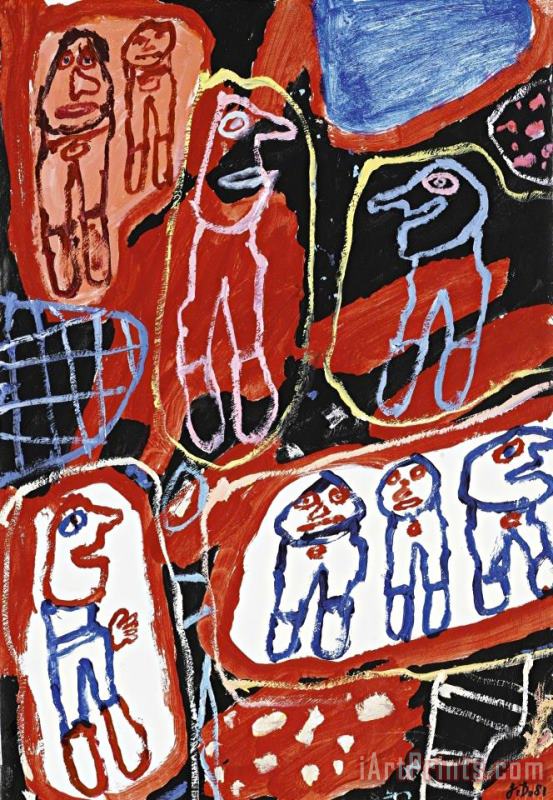 Jean Dubuffet Site Avec 8 Personnages Ii, 1981 Art Painting