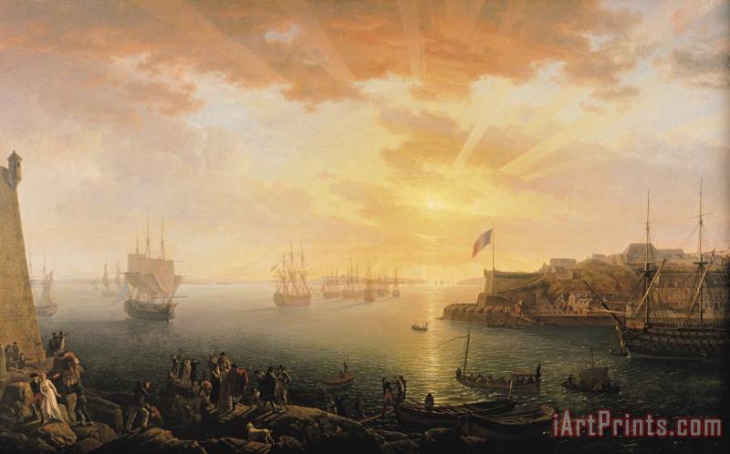Jean Francois Hue View of Brest Harbor Art Print