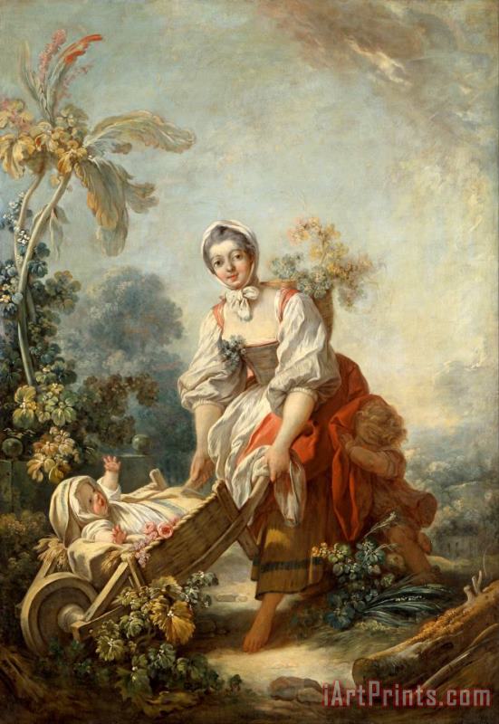 The Joys of Motherhood painting - Jean Honore Fragonard The Joys of Motherhood Art Print