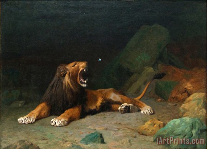 Lion Snapping at a Butterfly painting - Jean Leon Gerome Lion Snapping at a Butterfly Art Print
