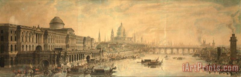 Jean Louis Desprez Somerset House, Saint Paul's Cathedral And Blackfriar's Bridge Art Painting