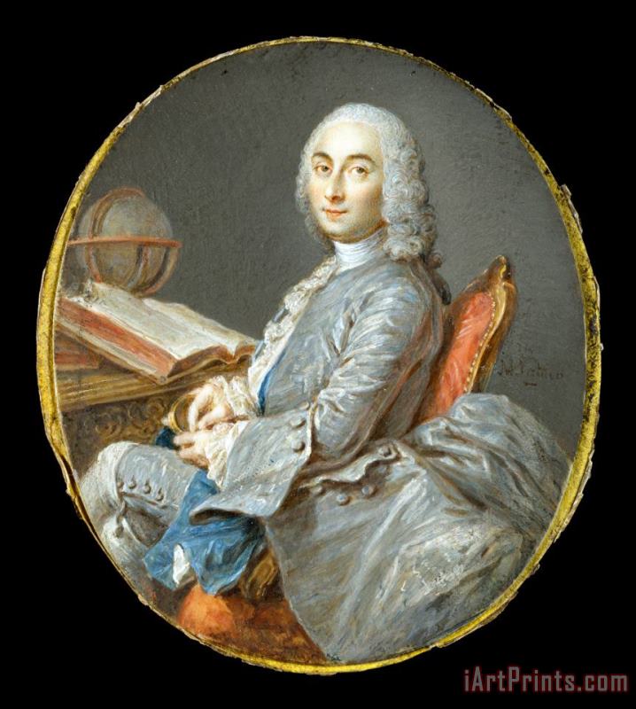 Jean Marc Nattier Miniature Portrait of Cesar Francois Cassini De Thury Art Print