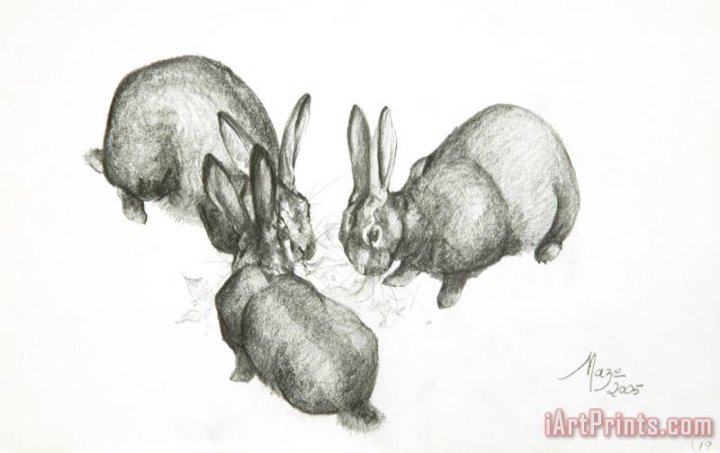 Rabbits painting - Jeanne Maze Rabbits Art Print