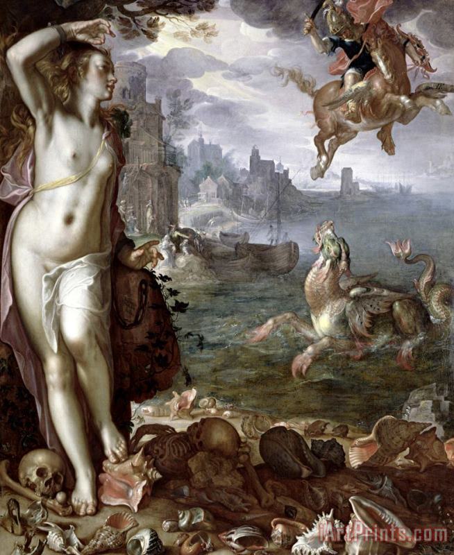 Joachim Anthonisz Wtewael Perseus Rescuing Andromeda Art Painting