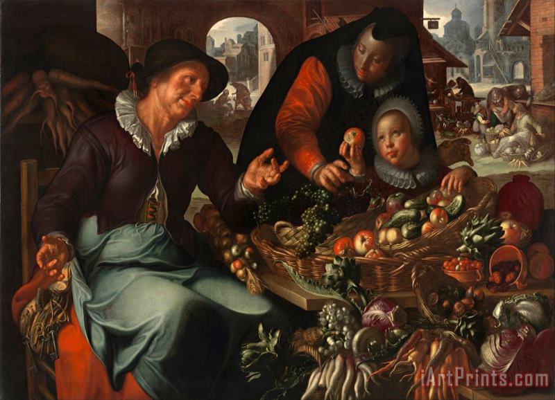 The Fruit And Vegetable Seller painting - Joachim Anthonisz Wtewael The Fruit And Vegetable Seller Art Print