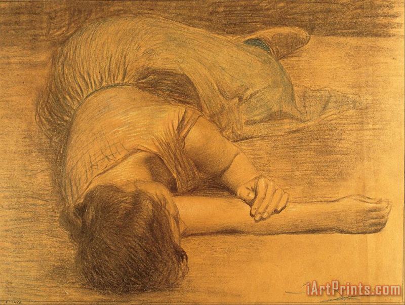 Woman Lying Down painting - Joan Llimona Woman Lying Down Art Print