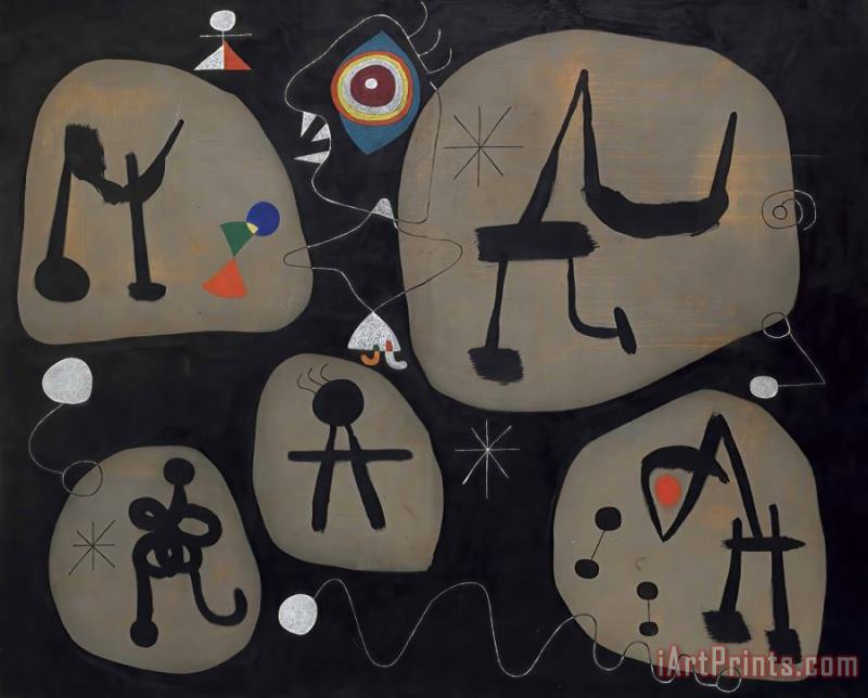 Joan Miro Femme Entendant De La Musique Art Print