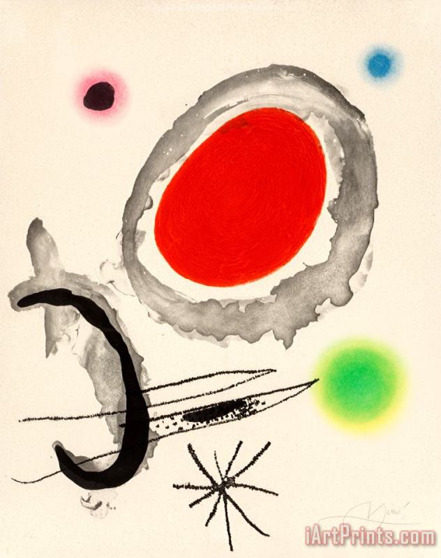 Joan Miro Oiseau Entre Deux Astres, 1967 Art Painting