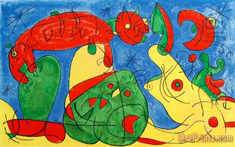 The Night, The Bear Iii, From Series for King Ubu, 1966 painting - Joan Miro The Night, The Bear Iii, From Series for King Ubu, 1966 Art Print