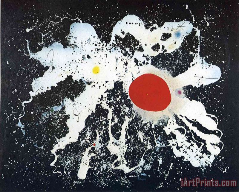 The Red Disk painting - Joan Miro The Red Disk Art Print