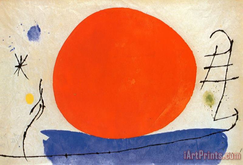 The Red Sun painting - Joan Miro The Red Sun Art Print