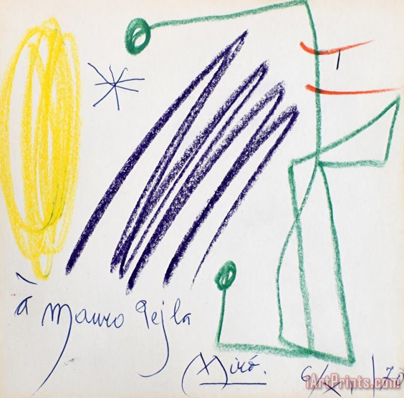 Joan Miro Untitled (mauro Pejla) Sans Titre, 1970 Art Painting