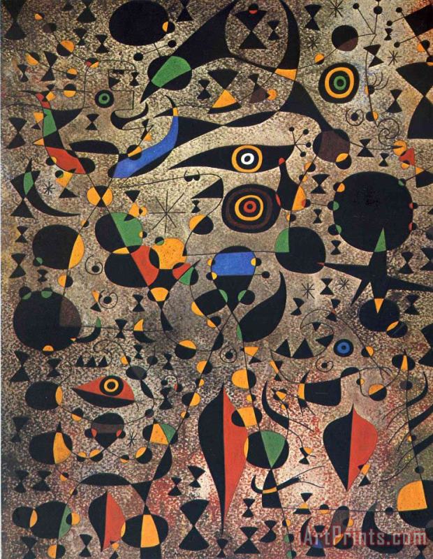Woman Encircled by The Flight of a Bird painting - Joan Miro Woman Encircled by The Flight of a Bird Art Print