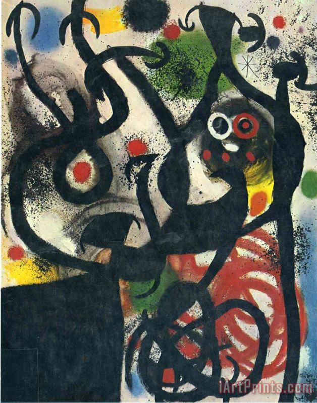 Joan Miro Women And Birds in The Night Art Painting