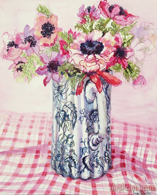 Joan Thewsey Anemones In A Victorian Flowered Jug Art Print