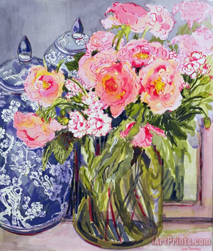 Still Life With Two Blue Ginger Jars painting - Joan Thewsey Still Life With Two Blue Ginger Jars Art Print