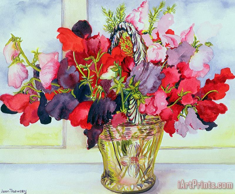 Joan Thewsey Sweet Peas In A Vase Art Painting