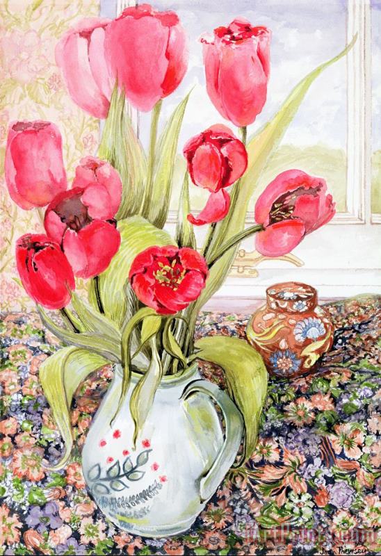 Joan Thewsey Tulips In A Rye Jug Art Painting