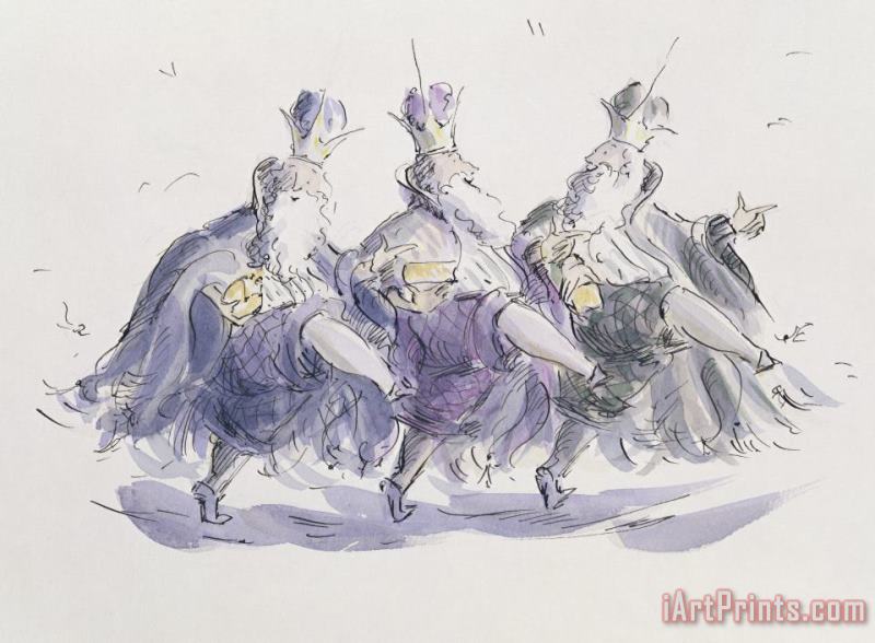 Three Kings Dancing A Jig painting - Joanna Logan Three Kings Dancing A Jig Art Print