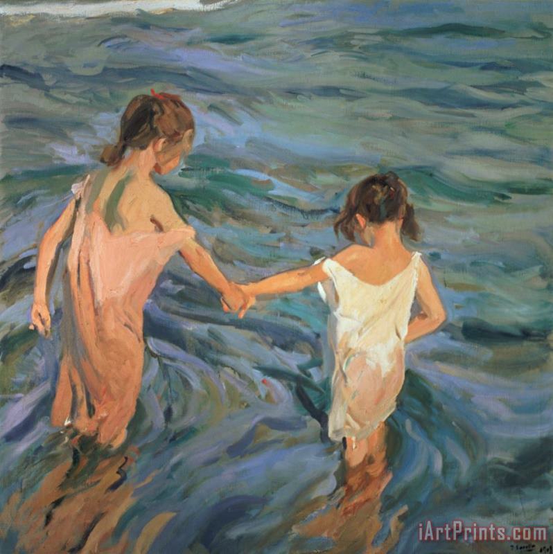 Joaquin Sorolla y Bastida Children in the Sea Art Painting