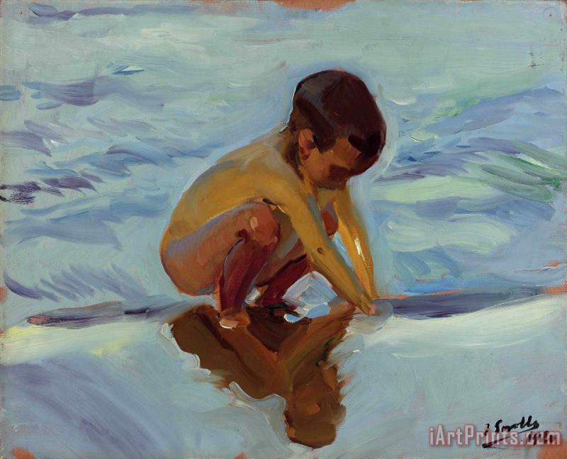 Joaquin Sorolla y Bastida Contraluz En La Playa. Nino Agachado Art Painting