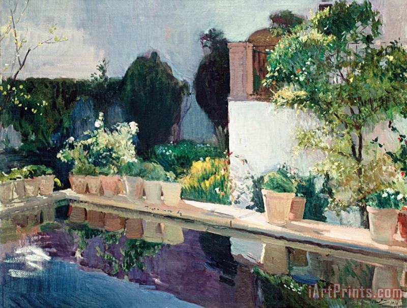 Palace of Pond, Royal Gardens in Seville painting - Joaquin Sorolla y Bastida Palace of Pond, Royal Gardens in Seville Art Print