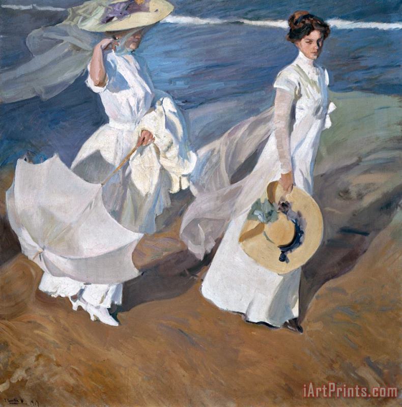 Strolling along the Seashore painting - Joaquin Sorolla y Bastida Strolling along the Seashore Art Print