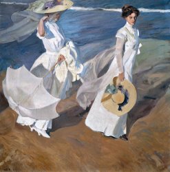 Joaquin Sorolla y Bastida Strolling along the Seashore