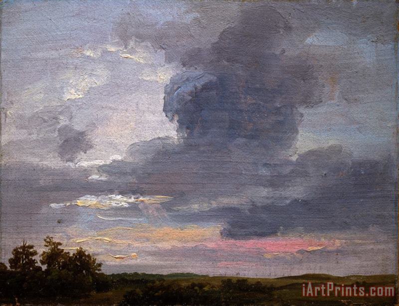 Johan Christian Dahl Cloud Study Over Flat Landscape Art Print