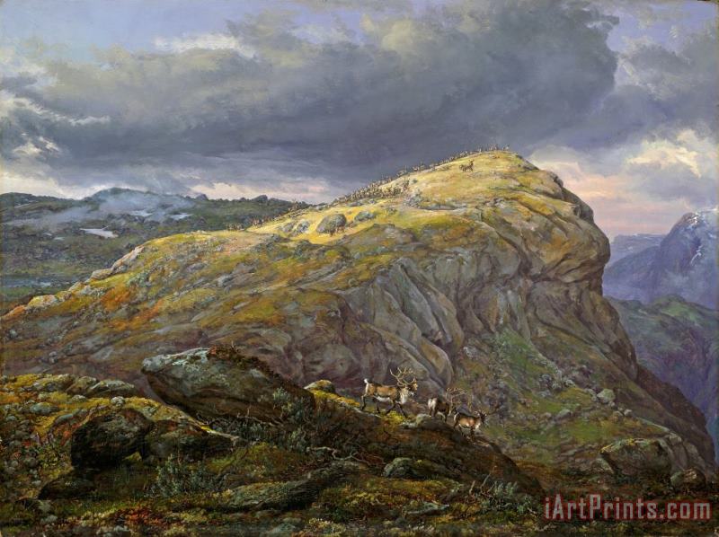 Stugunoset at Filefjell painting - Johan Christian Dahl Stugunoset at Filefjell Art Print