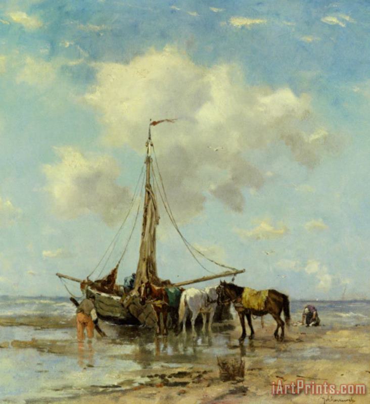 Johan Frederik Cornelis Scherrewitz Shellfishers at Low Tide Art Painting