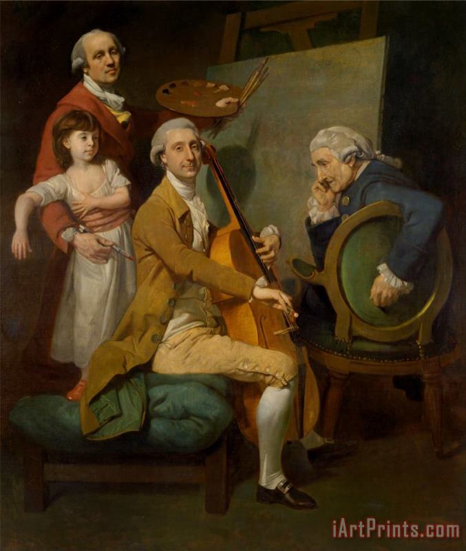 Self Portrait with His Daughter Maria Theresa, James Cervetto, And Giacobbe Cervetto painting - Johan Joseph Zoffany Self Portrait with His Daughter Maria Theresa, James Cervetto, And Giacobbe Cervetto Art Print