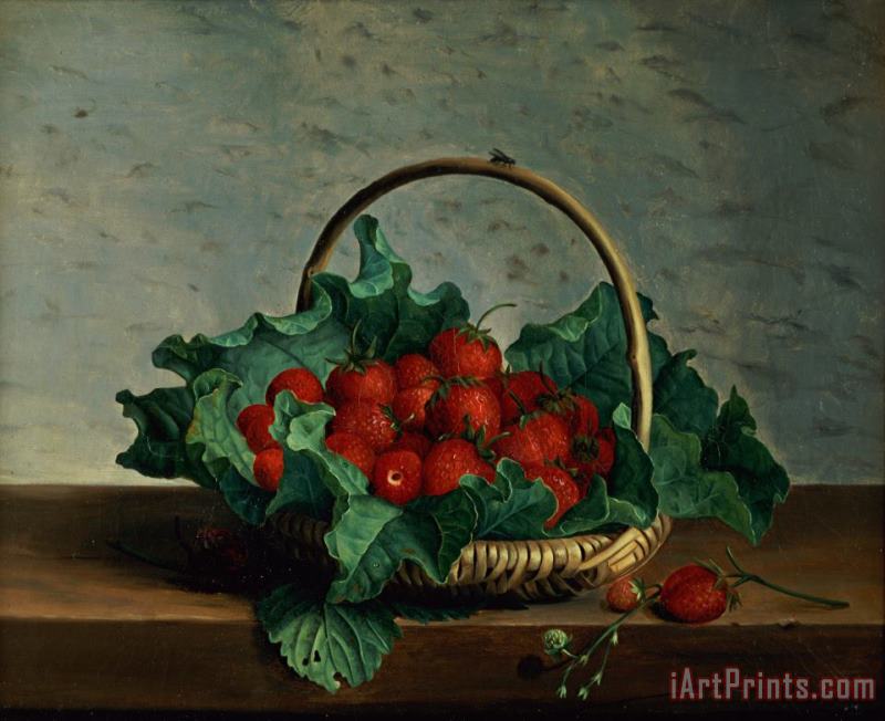 Basket of Strawberries painting - Johan Laurents Jensen  Basket of Strawberries Art Print
